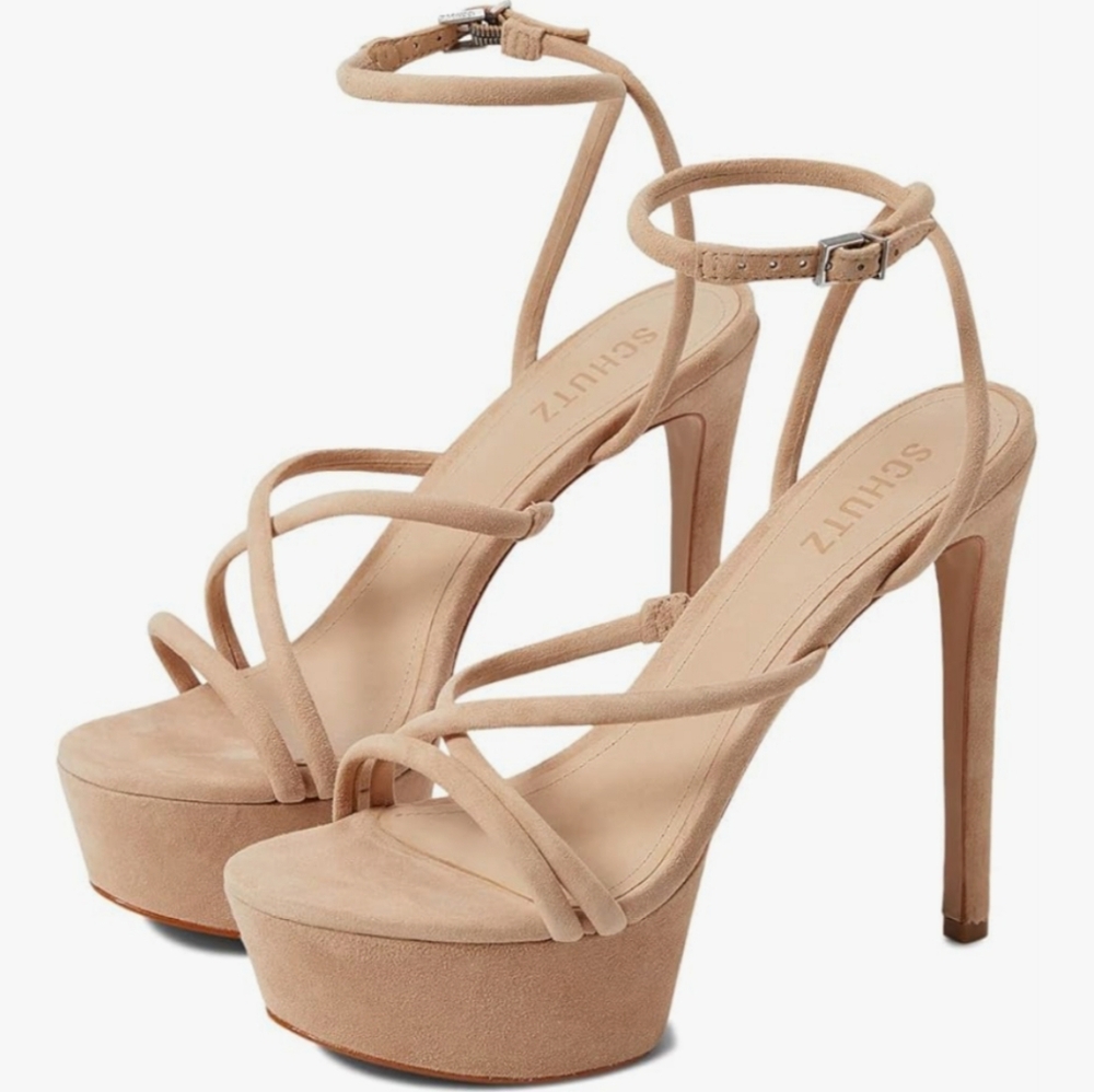 SCHUTZ ‎ Zilla Women's Nude Strappy Platform Heels